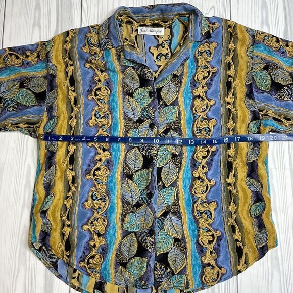 90s vintage Jeri Marque Patterened Button Down Top Medium - Picture 4 of 6
